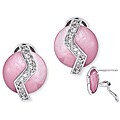 Sterling Silver Pink Mother of Pearl and Clear Cubic Zirconia Earrings