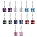Sterling Silver Square-cut Cubic Zirconia Dangle Earrings