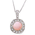 Sterling Silver Pink Mother of Pearl and Cubic Zirconia Circle Necklace