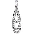 Sterling Silver Cubic Zirconia Graduated Open Teardrop Necklace