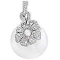 Collette Z Sterling Silver Mother of Pearl and CZ Flower Necklace