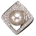 Sterling Silver Faux Pearl and Cubic Zirconia Necklace