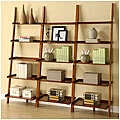 Mahogany Five-tier 3-piece Leaning Ladder Shelf Set