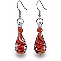 Stainless Steel Red and Black Glass Earrings