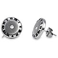 Stainless Steel Roman Numeral Cubic Zirconia Stud Earrings