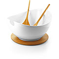 Roadmap relating to porcelain bowl and pitcher set White Porcelain Salad Bowl on Bamboo Tray with Serving Utensils
