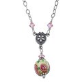 Charming Life Sterling Silver Rose Flower Art Glass Necklace