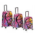 Rockland Vision Pink Heart 3-piece Hardside Spinner Luggage Set