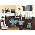 Brown and Turquoise 9-piece Crib Bedding Set