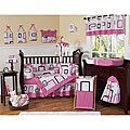 Pink and Black Geo 9-piece Crib Bedding Set