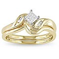 Miadora 14k Yellow Gold 1/4ct TDW Diamond Bridal Set (G-H, I2-I3)