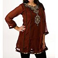Women's Georgette Brown with Golden Embroidery Kurti/ Tunic (India)