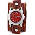 Nemesis Men's Stainless Steel Red Pattern Leather Watch