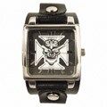 Nemesis Black Skull and Spider Web Quartz Watch
