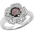 Sterling Silver Red Garnet Flower Ring