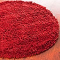 Hand-woven Bliss Rusty Red Shag Rug (4' Round)