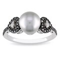 Silver Grey Freshwater Pearl and 1/4ct TDW Diamond Ring (G-H, I2-I3)