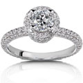 14k White Gold 1 1/2ct TDW Diamond Halo Engagement Ring