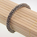 Tibetan Silver Beaded Bangle Bracelet (China)