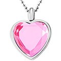 Stainless Steel Pink Heart Crystal Necklace