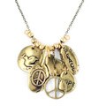 Goldtone 'Peace and Hope' Multiple Charms Necklace