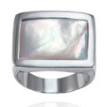 Stainless Steel Mother Of Pearl Square Ring