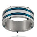 Stainless Steel Blue Inlay Ring