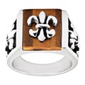 Black-plated Stainless Steel Tiger's Eye Fleur De Lis Ring