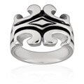 Stainless Steel Polished Black Inlay Design Ring