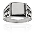 Stainless Steel Black Textured Ring