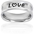 Stainless Steel Square 'Love' Ring