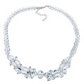 Crystale Silvertone Crystal and Glass Bead Flower Necklace