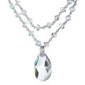 Crystale Silvertone Crystal Two-row Drop Necklace