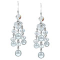 Crystale Silvertone Crystal and Glass Pearl Dangle Earrings