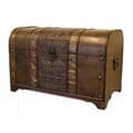 Old Fashioned Walnut Treasure Chest Styled Wood Trunk