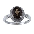Viducci 10k White Gold Smokey Quartz and Diamond Accent Ring