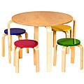 Children's 5-piece Wooden Round Table and Chairs Set