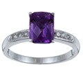 10k White Gold Amethyst and 1/10ct TDW Diamond Ring (G-H, I1-I2)