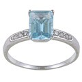10k White Gold Blue Topaz and 1/10ct TDW Diamond Ring (G-H, I1-I2)