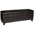 Dark Brown Bicast Leather Storage Ottoman Bench