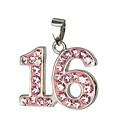 Sterling Silver Pink Crystal '#16' Necklace