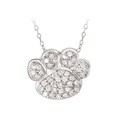 Icz Stonez Sterling Silver Cubic Zirconia Paw Print Necklace