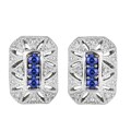 10k White Gold Blue Sapphire and Diamond Accent Earrings