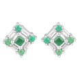 10k Yellow Gold Emerald and 1/10ct TDW Diamond Earrings (I-J, I2)