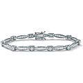 Platinum over Sterling Silver Clear Cubic Zirconia Link Bracelet