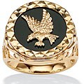 10k Yellow Gold Men's Onyx Eagle Ring