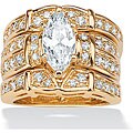 Ultimate CZ 18k Gold over Silver Cubic Zirconia Wide Ring
