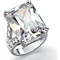 Ultimate CZ Gold over Silver Emerald-cut Cubic Zirconia Ring