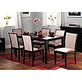 Quebec 7-piece Beige/ Black Rubberwood Dining Set