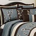 Lush Decor Blue Cocoa Flower 8-piece Comforter Set